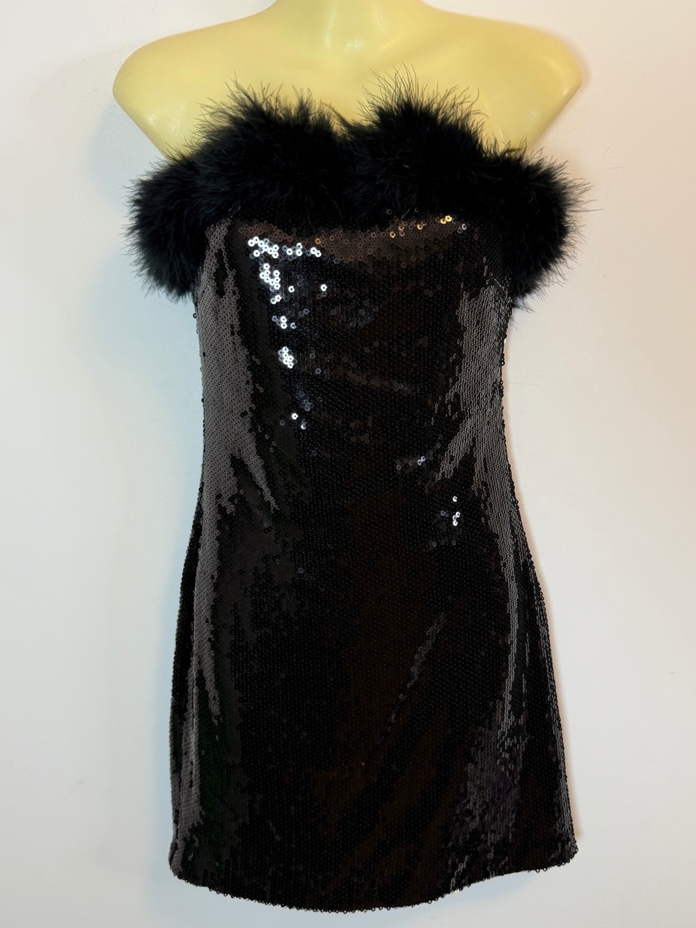 NWT Forever 21 Strapless Sequin Minidress with Feather Trim